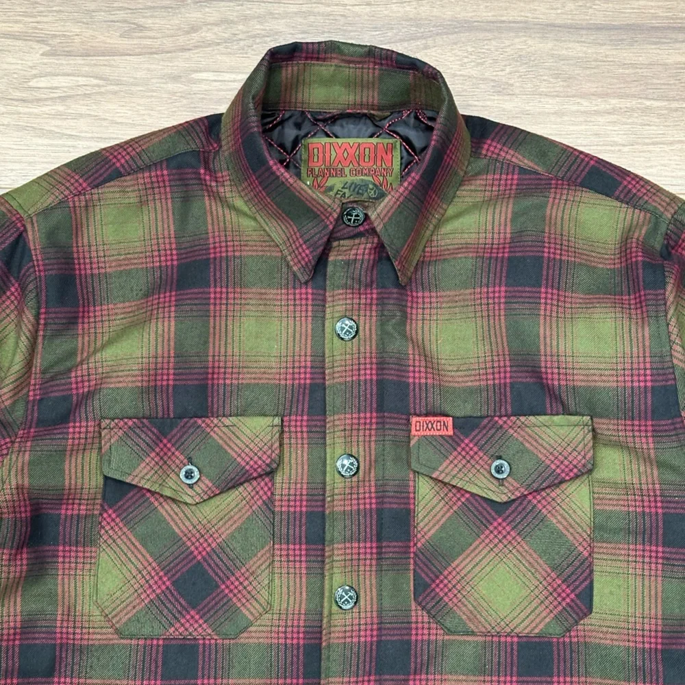 Dixxon Flannel The Payback Jacket Quilted Pearl Snap in Green/Black Size Large